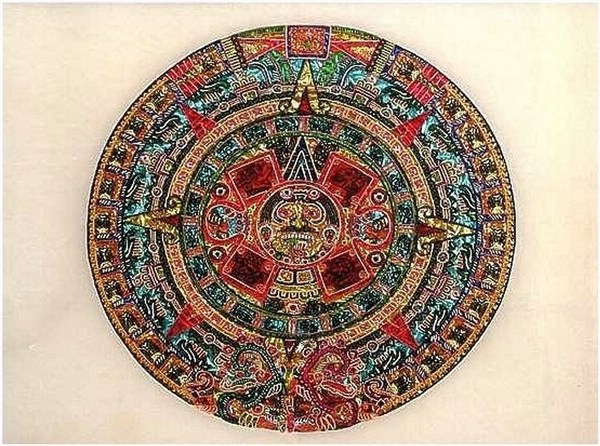 Calendario azteca 2 - pittura su vetro