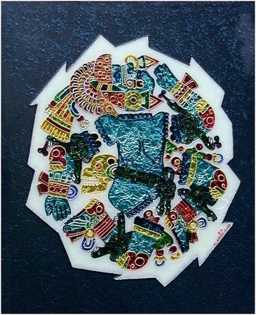 Coyolxauhqui diosa de la Luna - pittura su vetro
