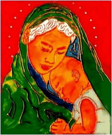 Madonna dei popoli - pittura su vetro