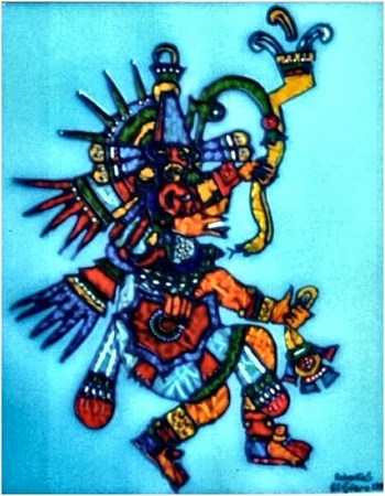 Quetzalcoatl - pittura su vetro