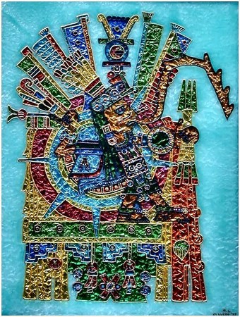 Tonatiuh dios del Sol - pittura su vetro