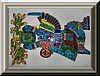 Tlaloc - dios de la lluvia sembrando maiz - pittura su vetro